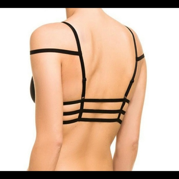 Strappy Sexy flower bralette black - Picture 3 of 3